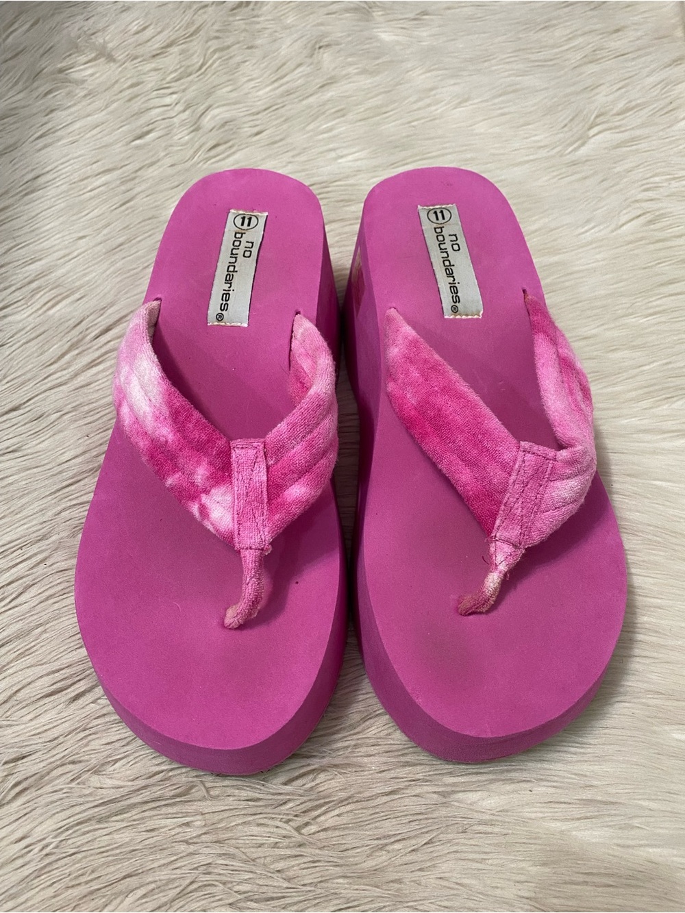 Y2K No Boundaries Hot Pink Platform Flip Flops 2000s Sandals 11 Lizzie Mcquire - Picture 3 of 9